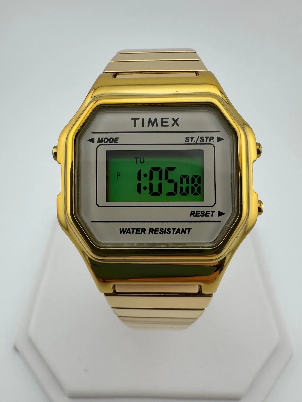 Gold Digital Watch for Women Vintage Style Stainless Steel Bracelet Alarm